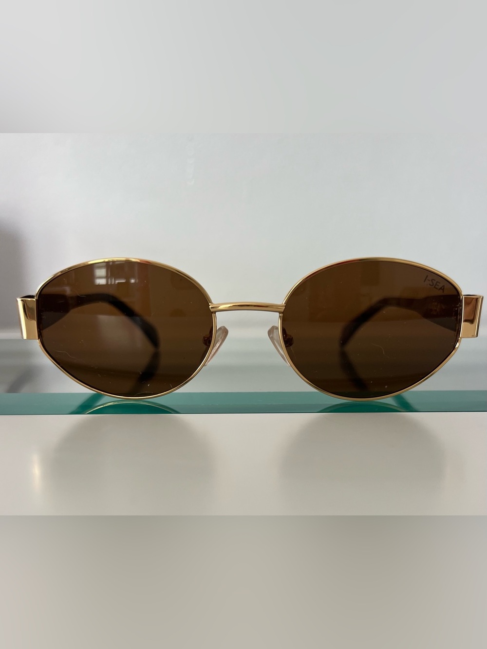 Lennox Gold Frame Brown Lens Round Women's Sunglasses
